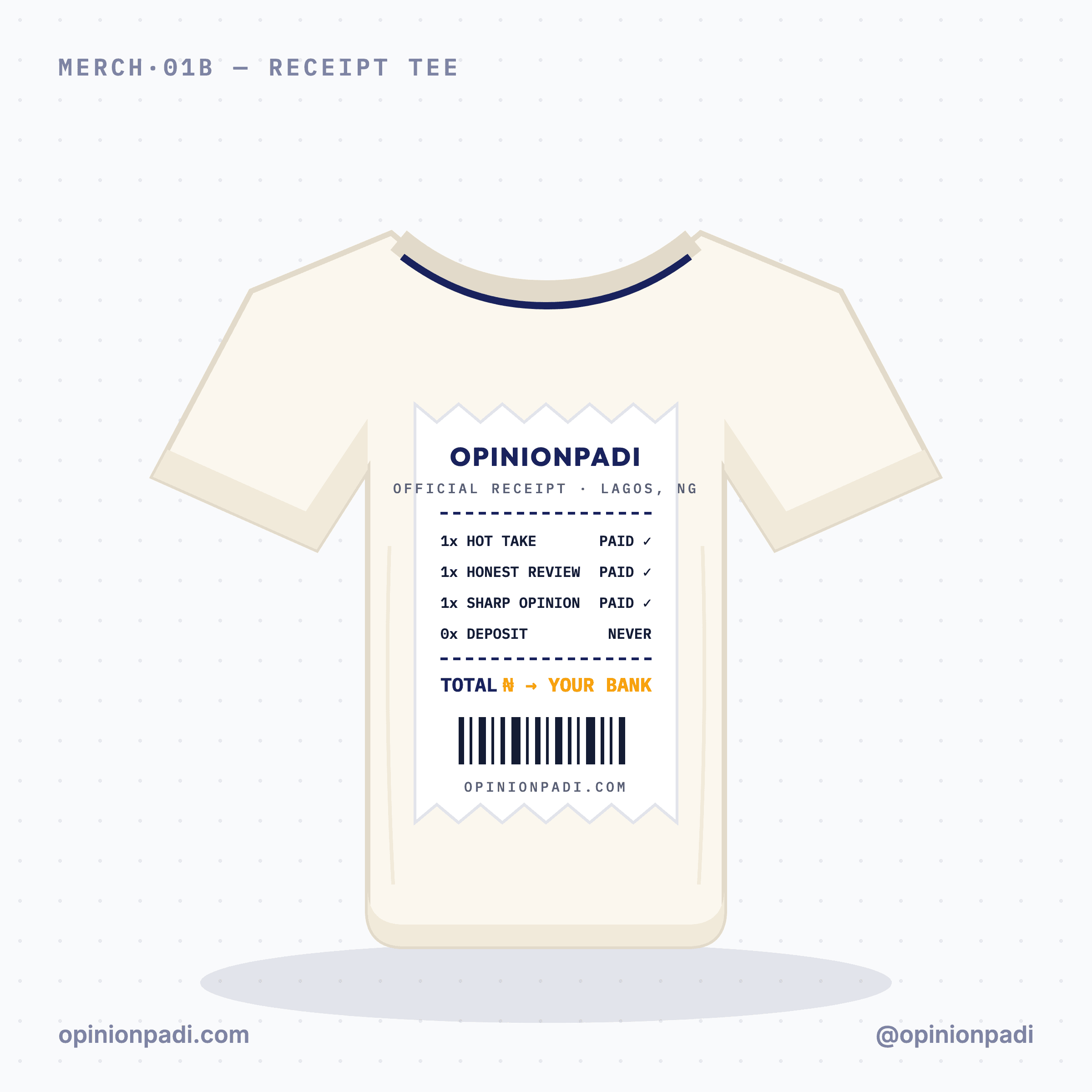 The Receipt Tee mockup